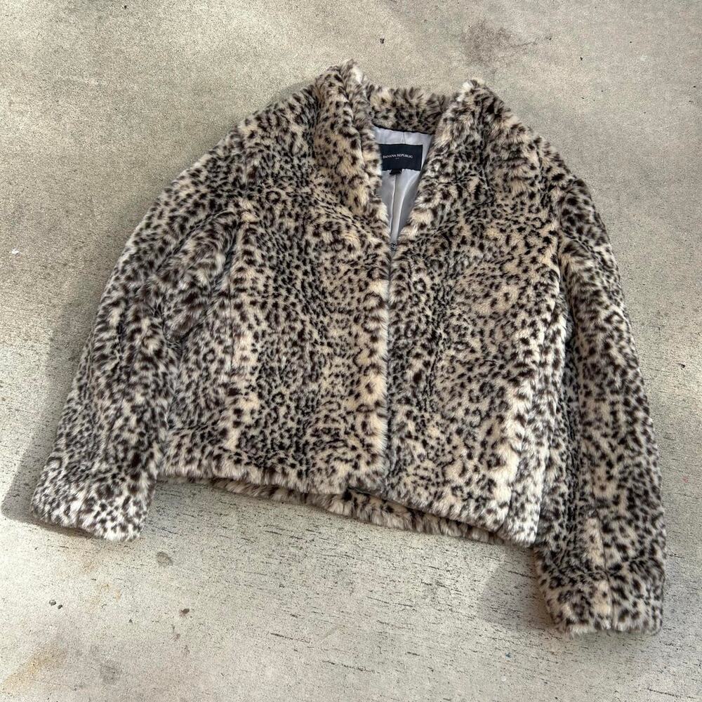 banana republic Leopard print faux fur jacket